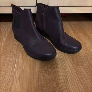 Clarks Dark Purple Ankle Booties